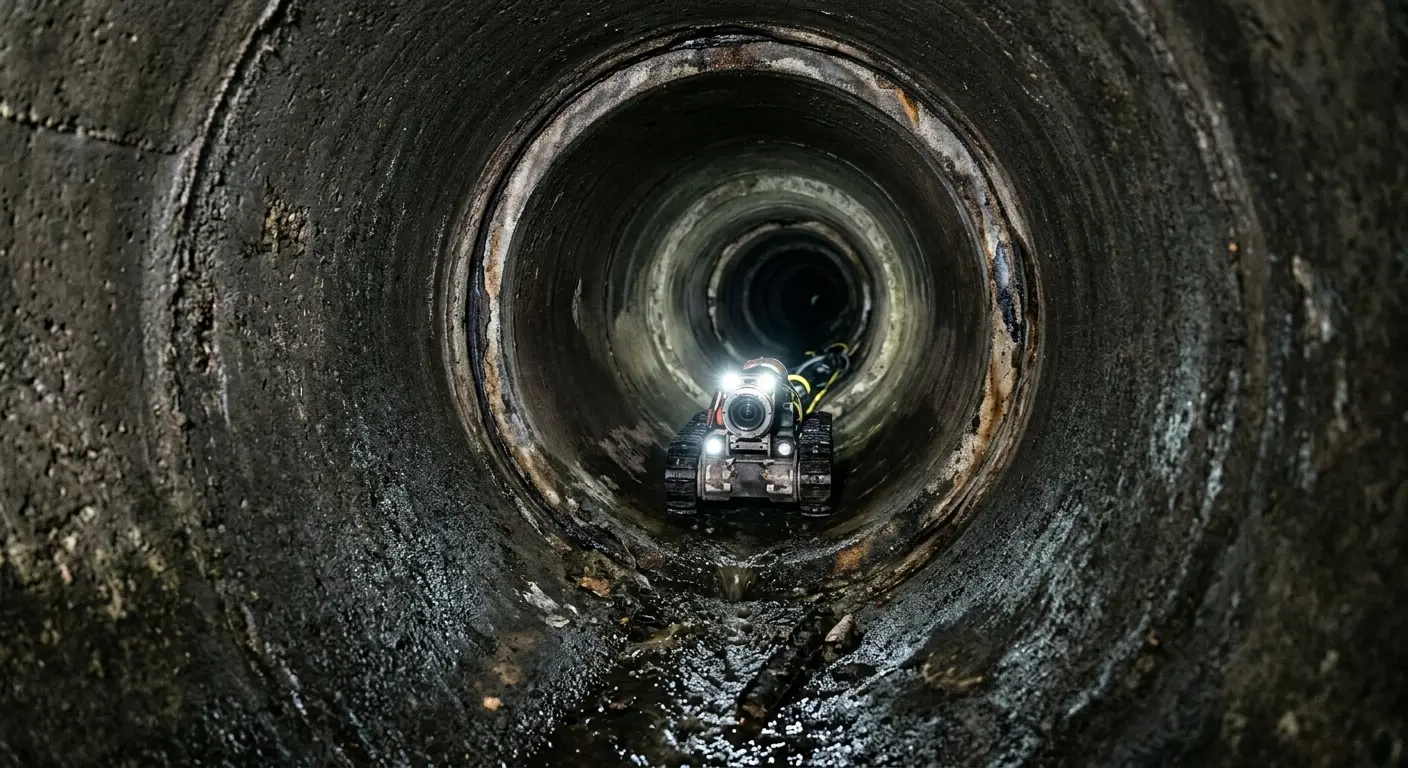 Robotic sewer camera inspecting pipe interior for Drain Snake Service in Pittsfield